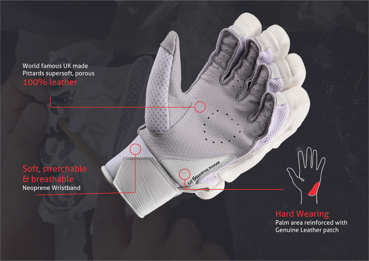 SG Hilite® White Batting Gloves
