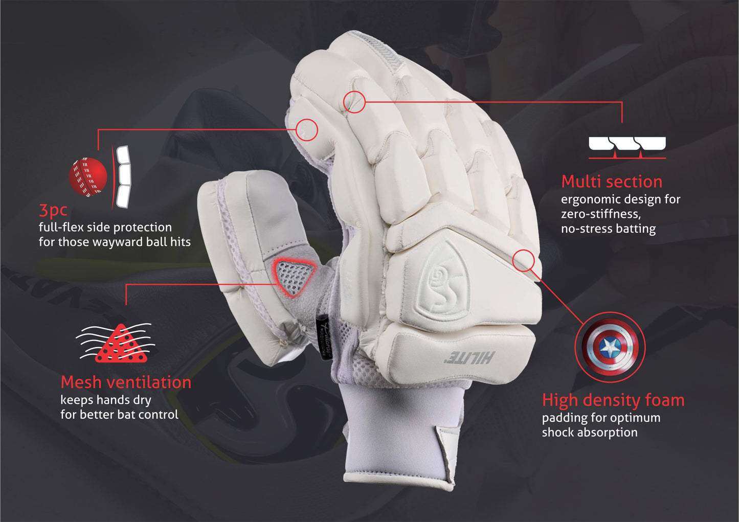 SG Hilite® White Batting Gloves